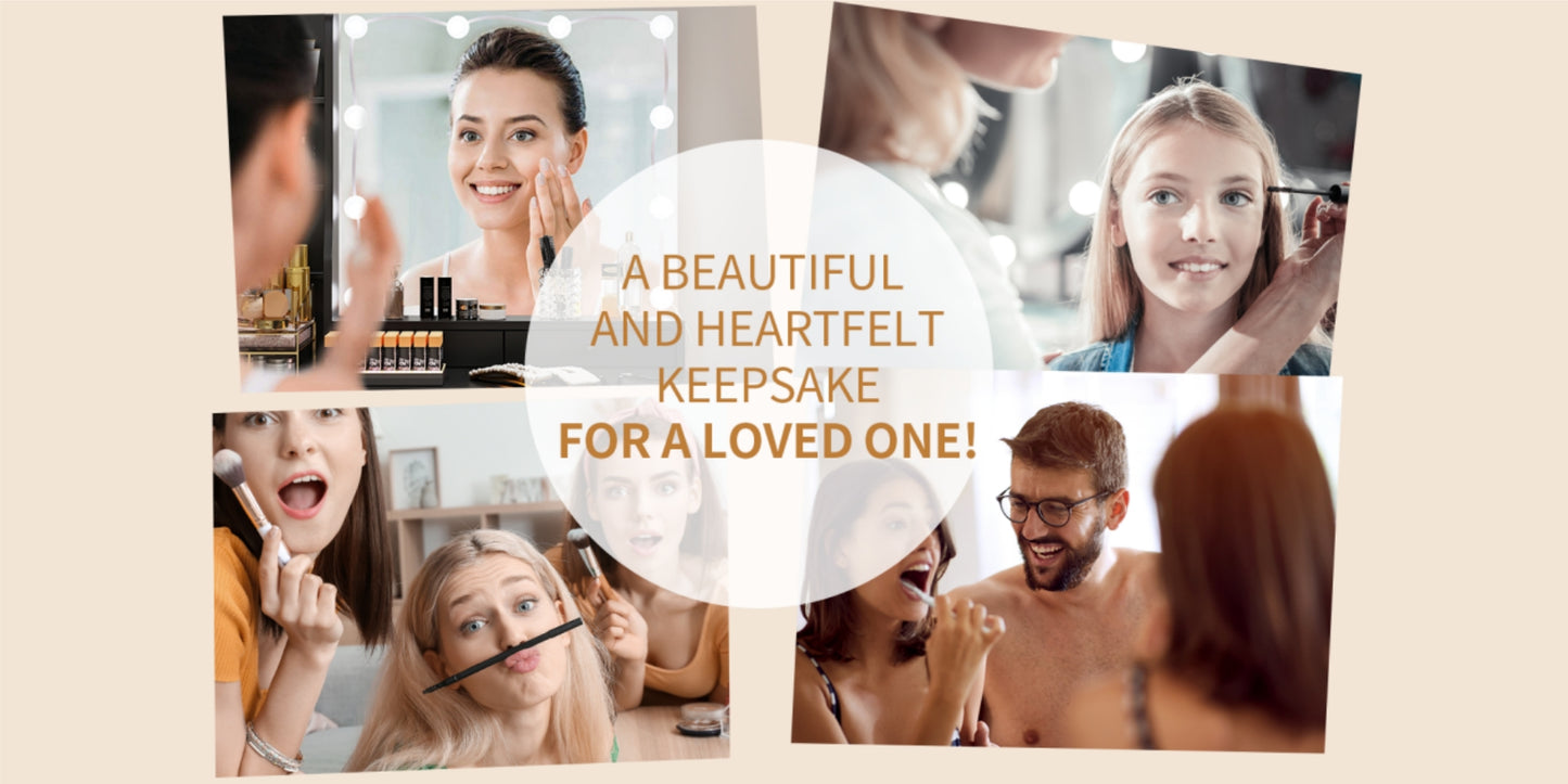 VOWNER Makeup Vanity Desk With Storage Stool & Power Outlet, Vanity set With Lighted Mirror & 3 Color Lights, For Girls Women