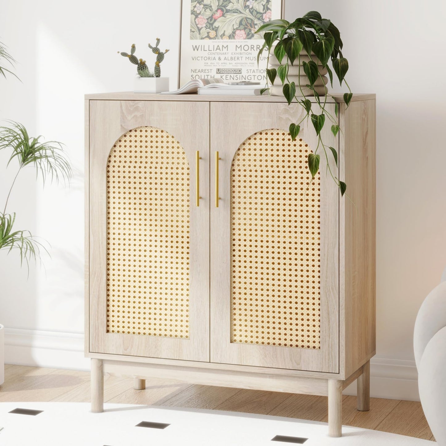 29.5" Rattan Buffet Cabinet, VOWNER Sideboard Storage With Rattan Doors, For Kitchen Dining Room,Living Room