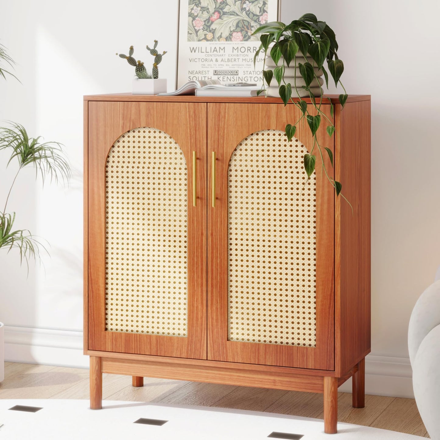 29.5" Rattan Buffet Cabinet, VOWNER Sideboard Storage With Rattan Doors, For Kitchen Dining Room,Living Room