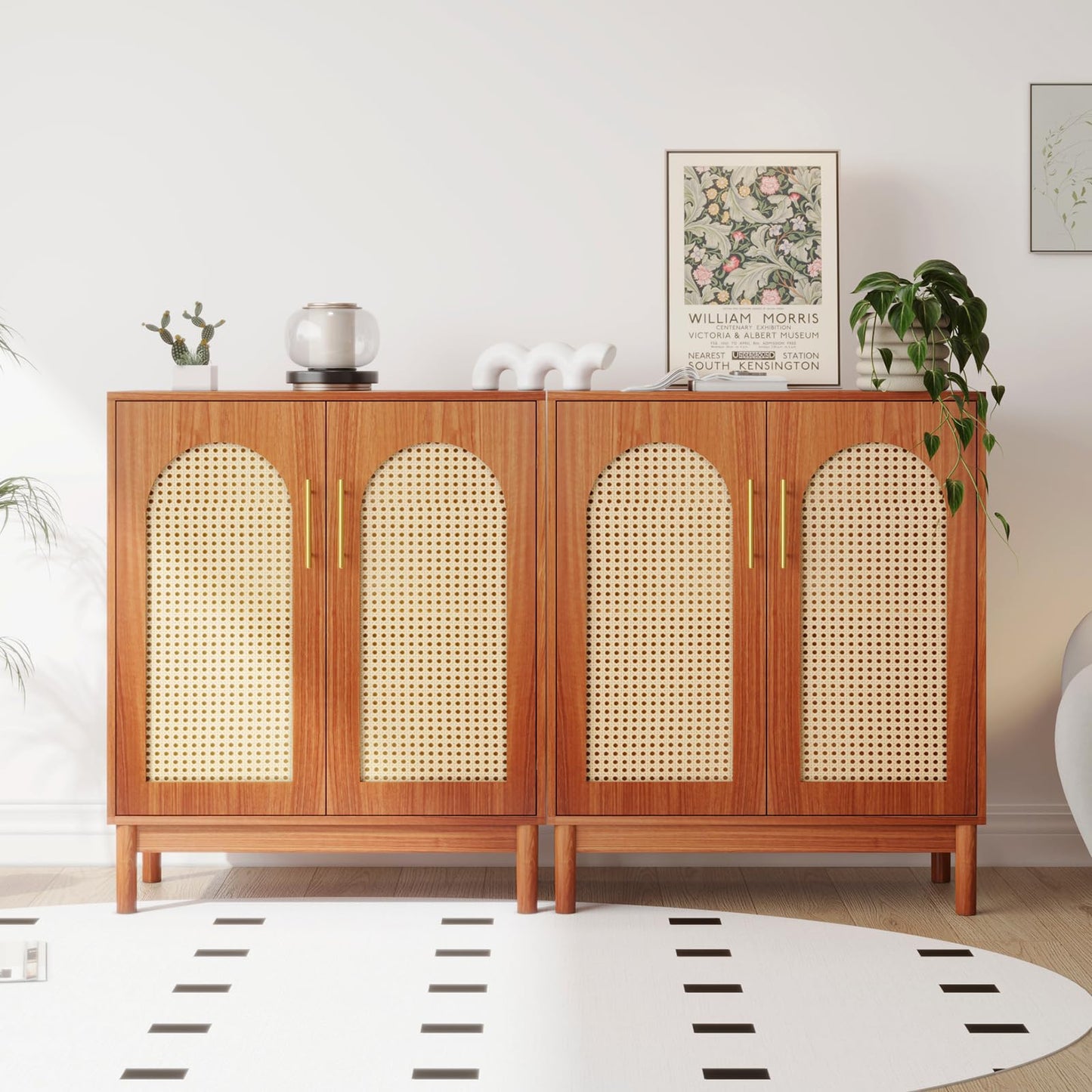 29.5" Rattan Buffet Cabinet, VOWNER Sideboard Storage With Rattan Doors, For Kitchen Dining Room,Living Room