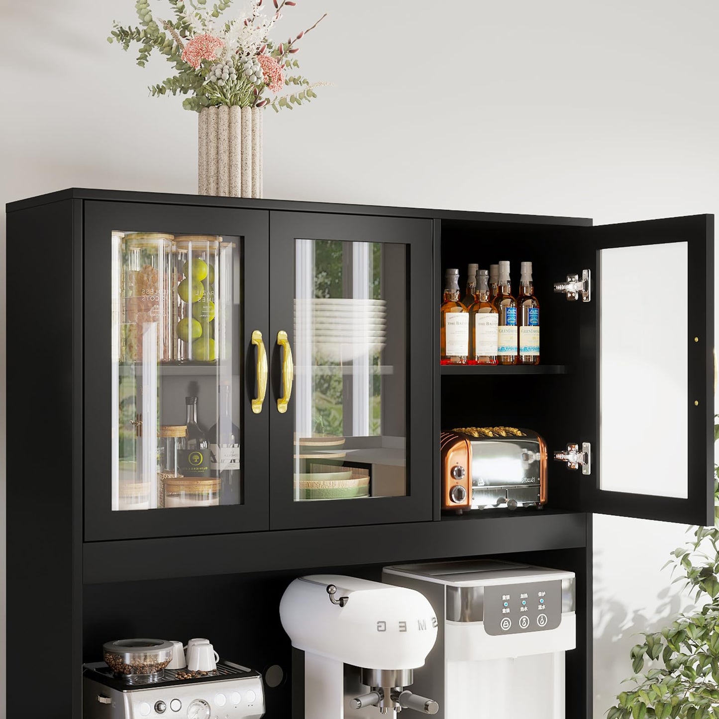 71''Kitchen Pantry Storage, VOWNER Free Kitchen Cabinet With Drawers, Cupboard And 6 Doors, For Kitchen, Living Room And Dining Room