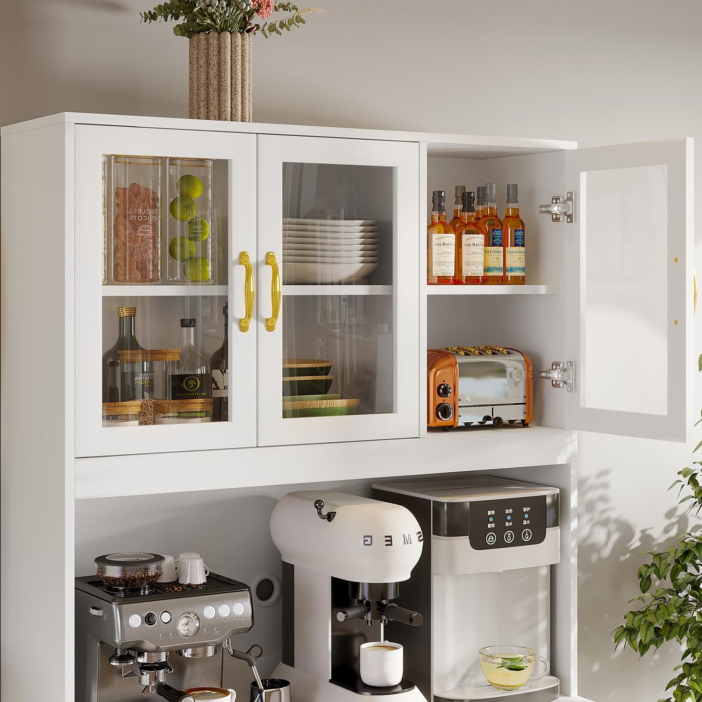 71''Kitchen Pantry Storage, VOWNER Free Kitchen Cabinet With Drawers, Cupboard And 6 Doors, For Kitchen, Living Room And Dining Room