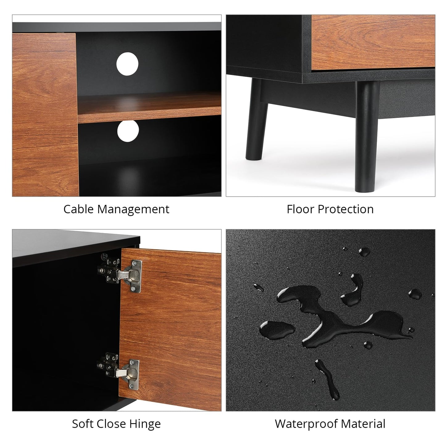 VOWNER 59'' Media Console TV Cabinet Table With Open Shelf Entertainment Center