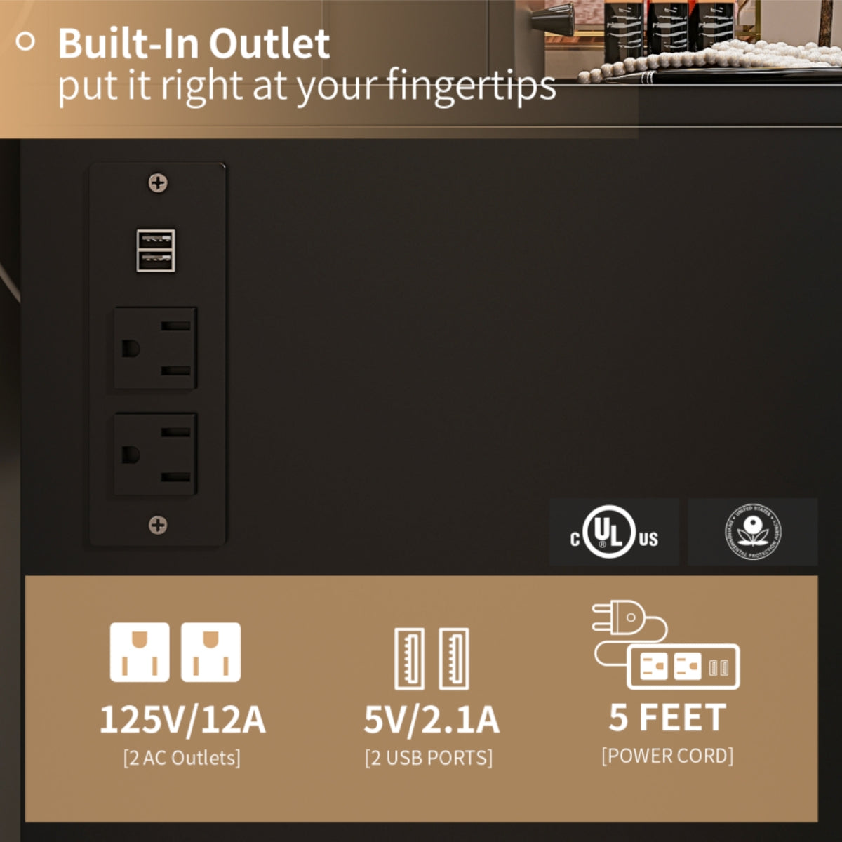 VOWNER Makeup Vanity Desk With Storage Stool & Power Outlet, Vanity set With Lighted Mirror & 3 Color Lights, For Girls Women