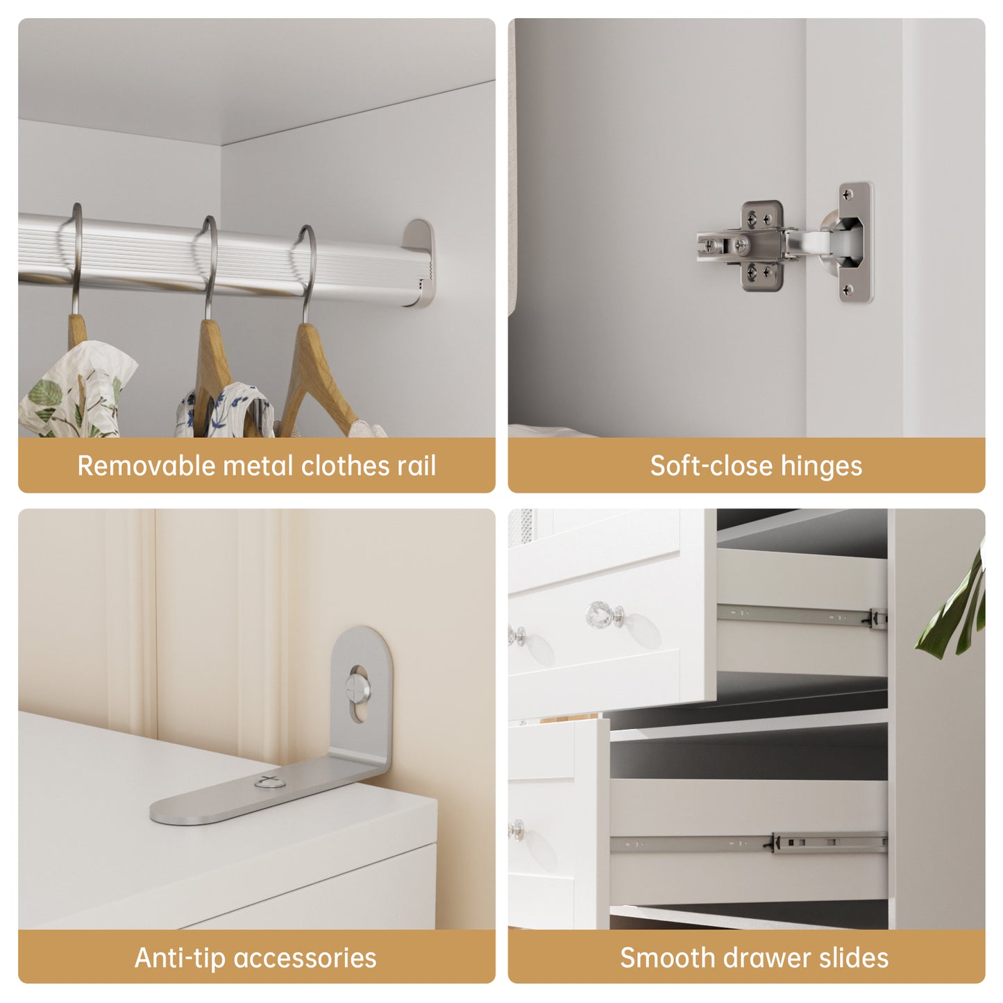 VOWNER 71" Armoire Wardrobe Closet with Drawers and Mirror Clothing Storage Cabinet