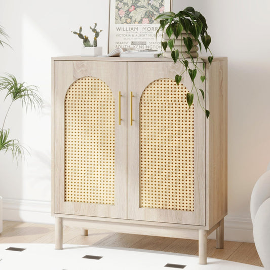 29.5" Rattan Buffet Cabinet, VOWNER Sideboard Storage With Rattan Doors, For Kitchen Dining Room，Living Room